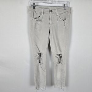 American Eagle Jegging Women's 8 Crop Super Stretch Distressed Light Wash